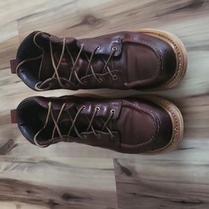 Red Wing Irish Setter Brown Leather Steel Toe Work Boots Moccasin Toe Lace Up